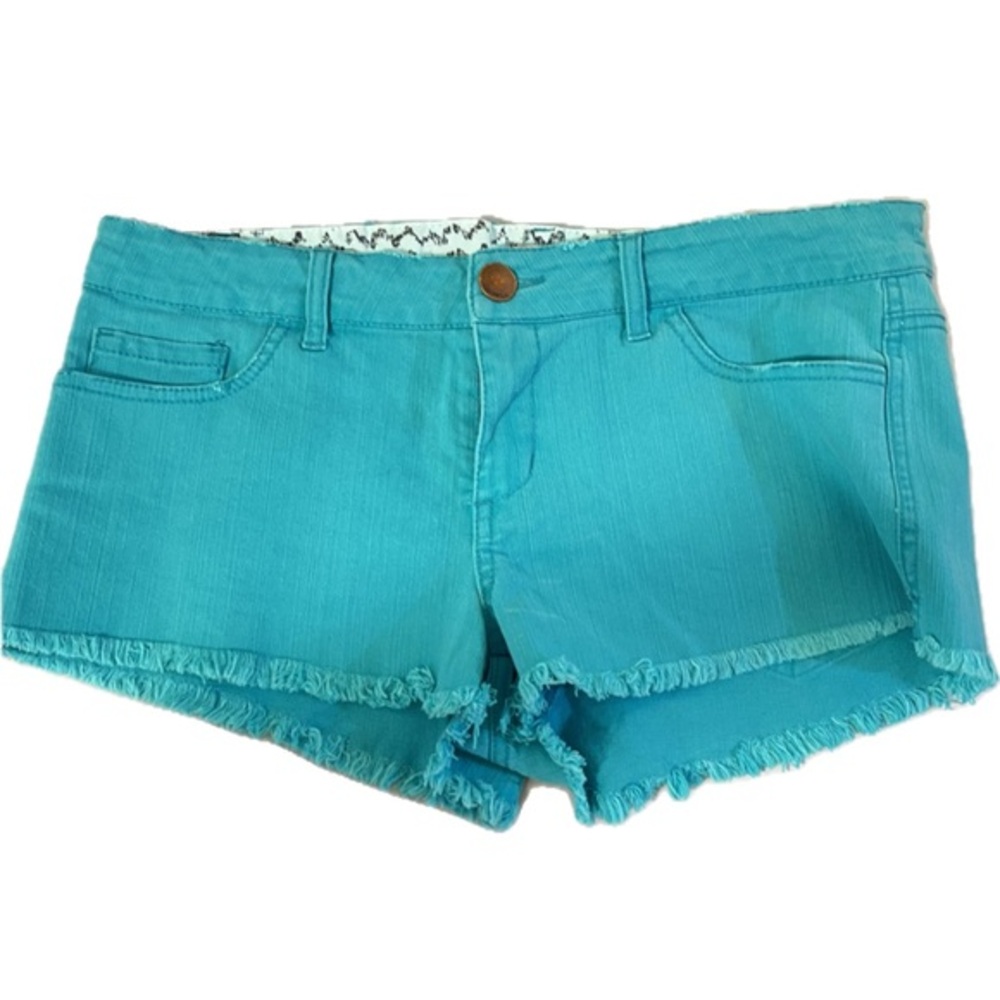 O’Neill NWOT Turquoise Low Rise Frayed Denim Shorts Juniors 9 Y2K